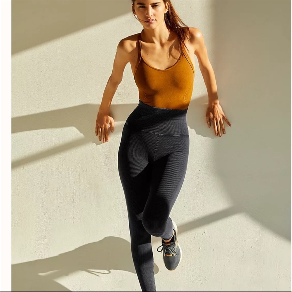 NEW! Free People Happiness Runs Ultra High Rise Leggings - Vintage Black…